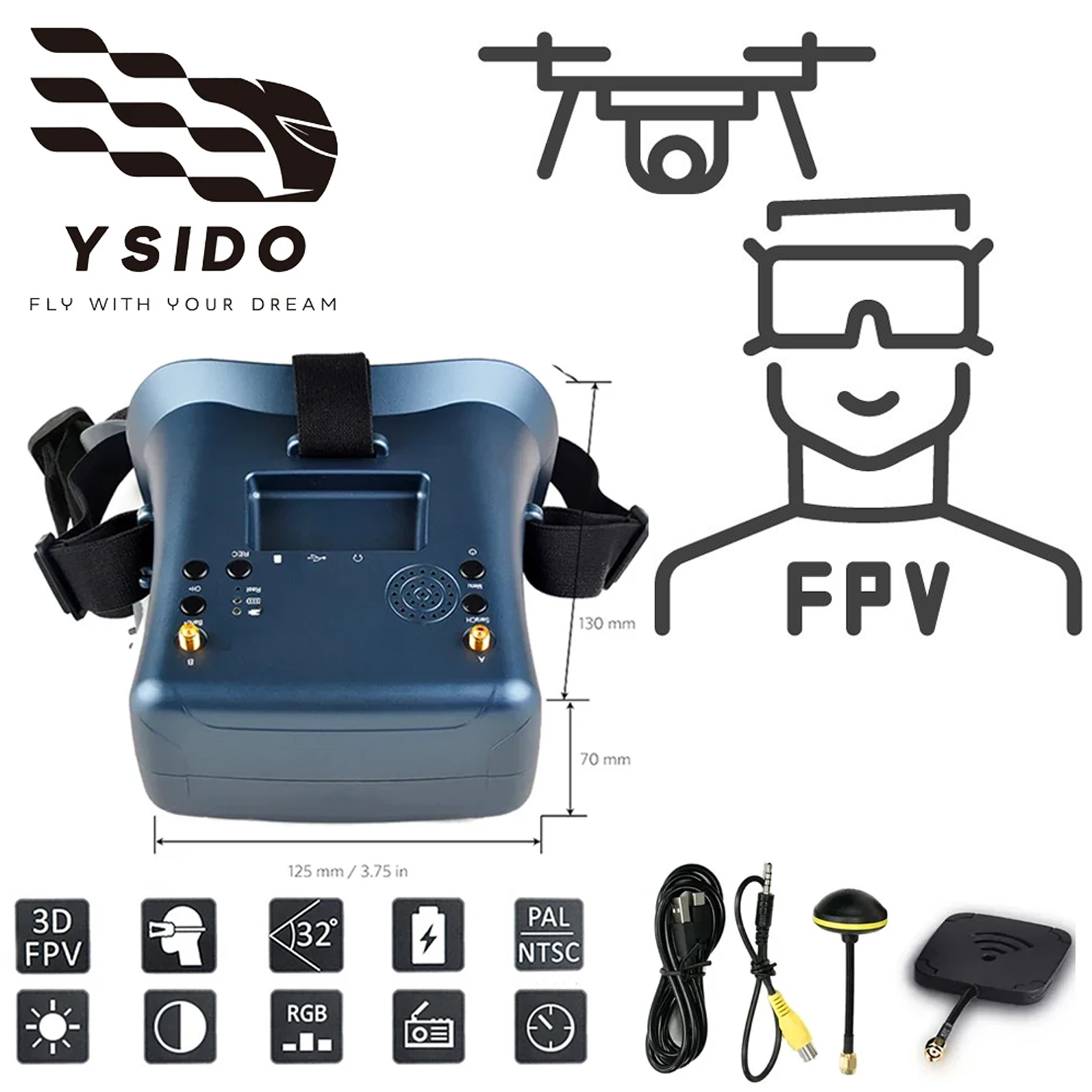 Skyzone Cobra X V2 Fpv Goggles - FPV Goggles 008D 5.8G 40CH 4.3Inch